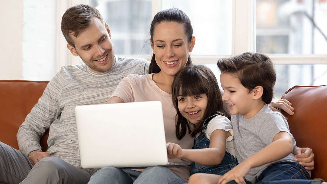 Family using and EVO connected device Family using and EVO connected device